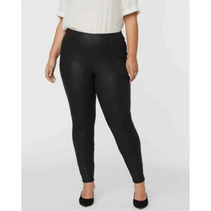 NYDJ Pull-On Skinny Legging Pants 0X Black Metallic Coated Textured Faux Leather